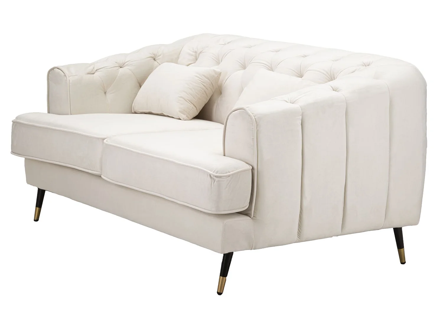 Sofa aus Polyester beige mit Beinen aus Holz und Metall 146x86x71 cm