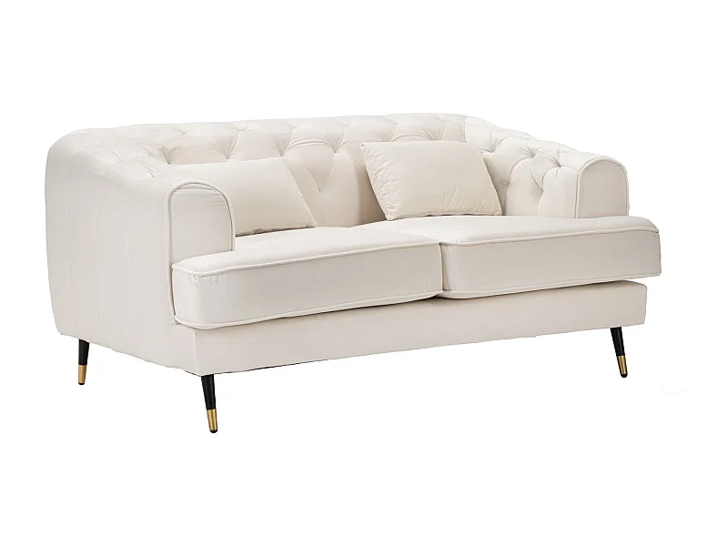 Canapé en polyester beige et pieds en bois et métal cm 146x86x71