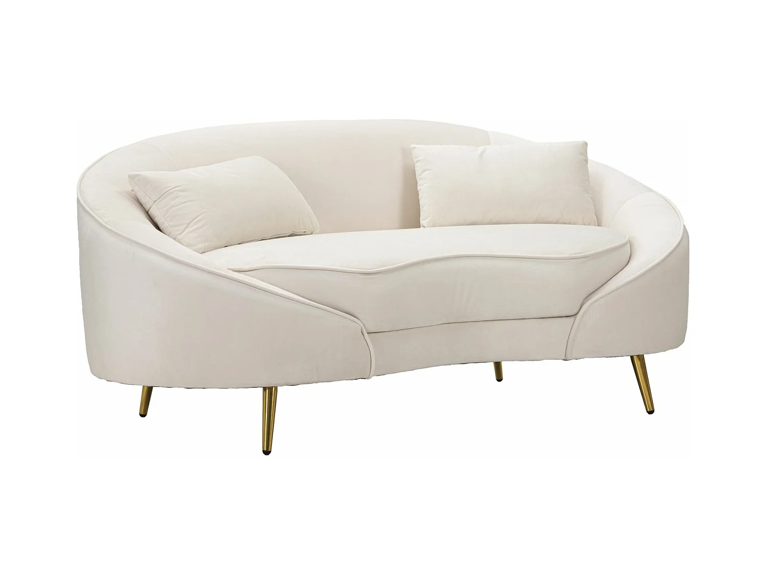 Canapé en polyester beige et pieds en métal doré cm 148X84X68