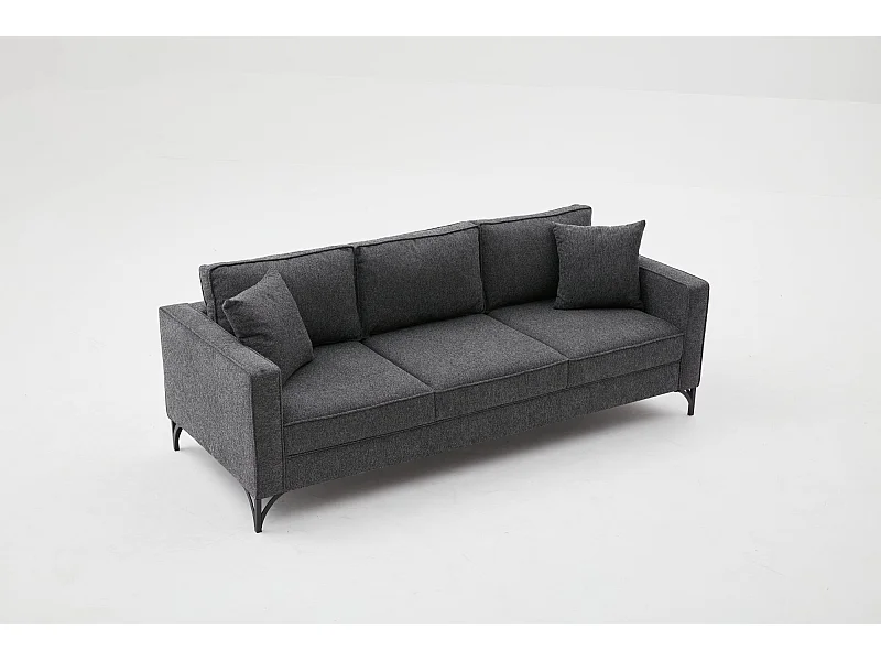 Sofá Altadena 383, Gris, 222x91x83cm, Tapiz, Patas: Metal
