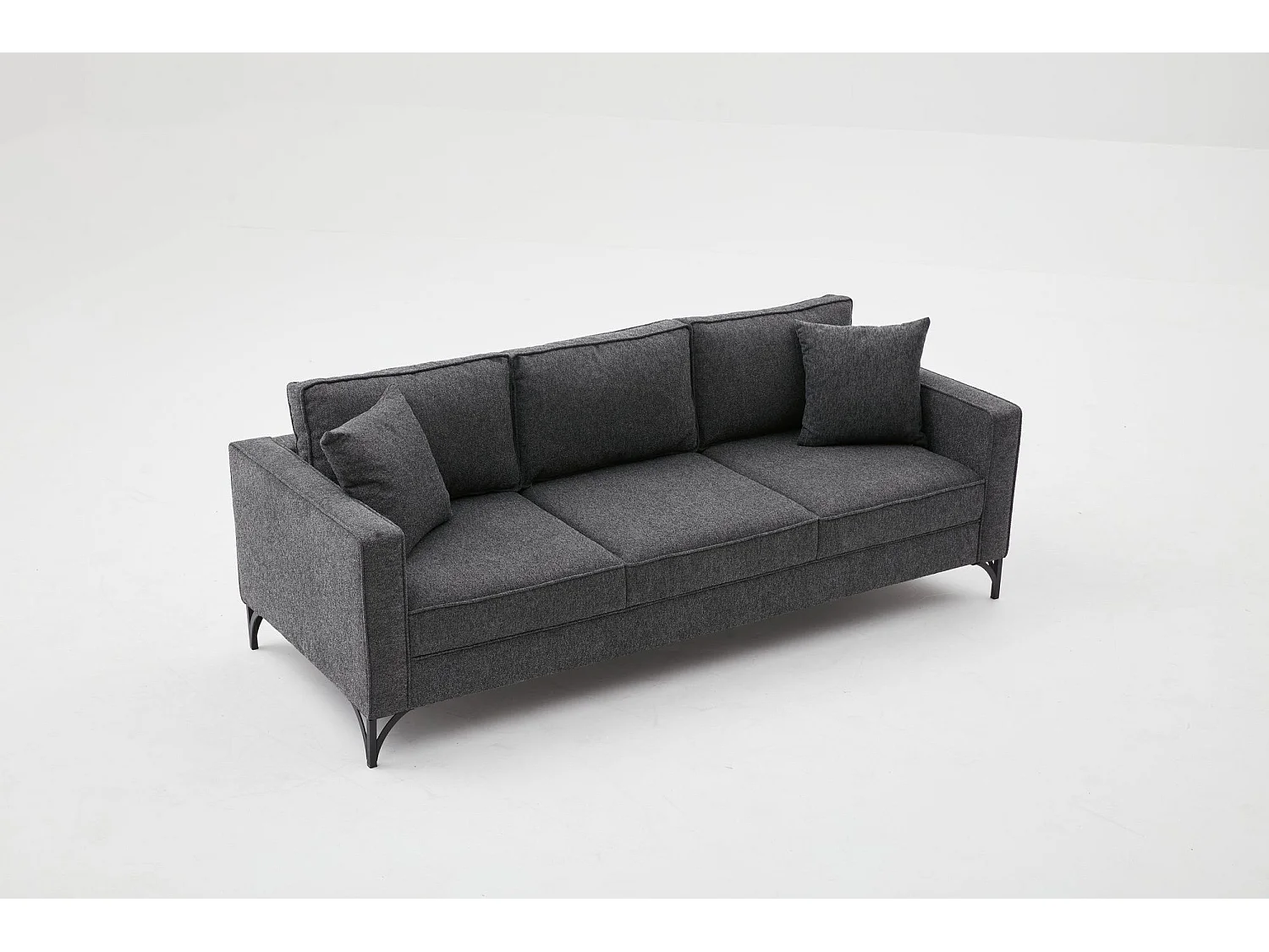 Sofá Altadena 383, Gris, 222x91x83cm, Tapiz, Patas: Metal