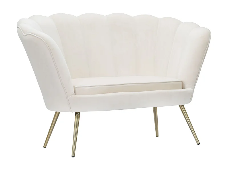 Divanetto a forma di fiore in tessuto beige cm 130x74x84