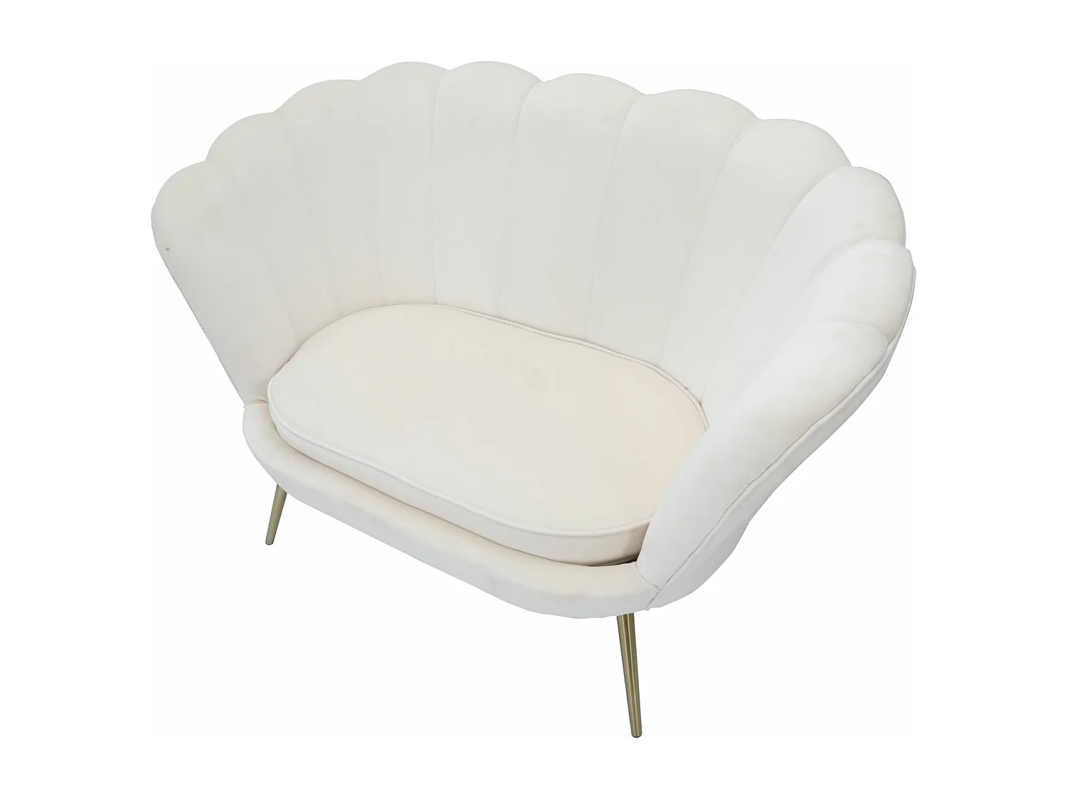 Divanetto a forma di fiore in tessuto beige cm 130x74x84