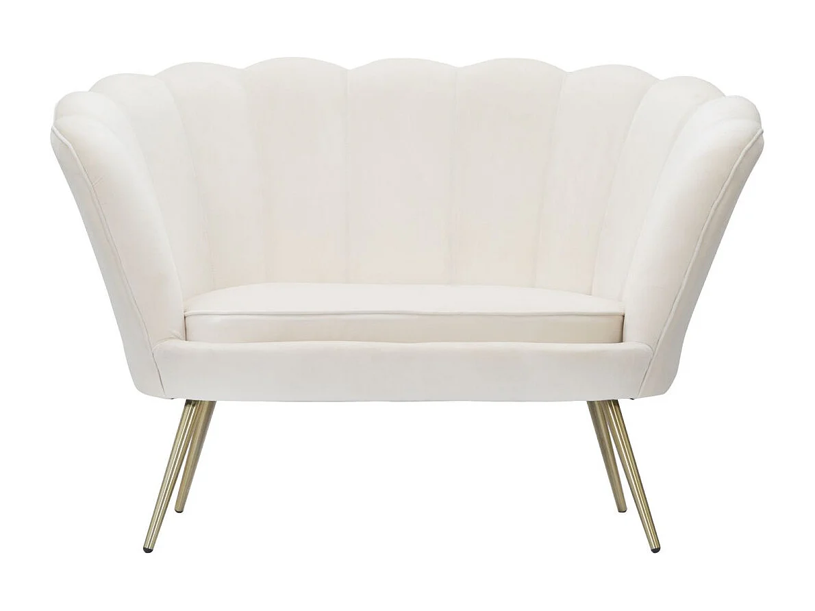 Bloemvormige bank in beige stof, 130x74x84 cm