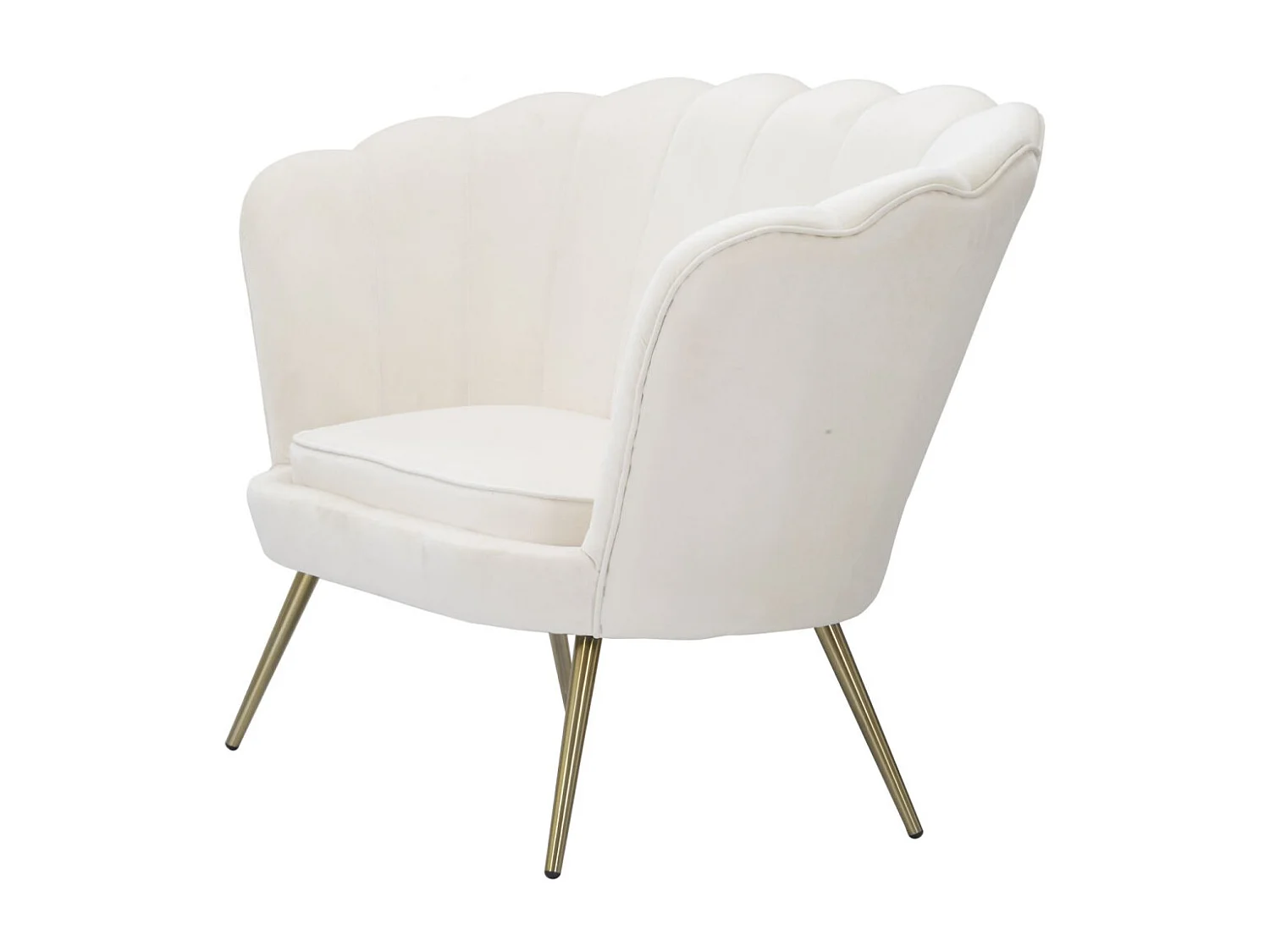 Bloemvormige bank in beige stof, 130x74x84 cm