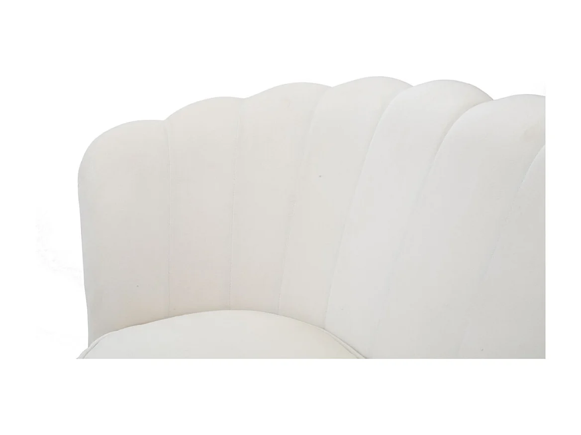 Bloemvormige bank in beige stof, 130x74x84 cm