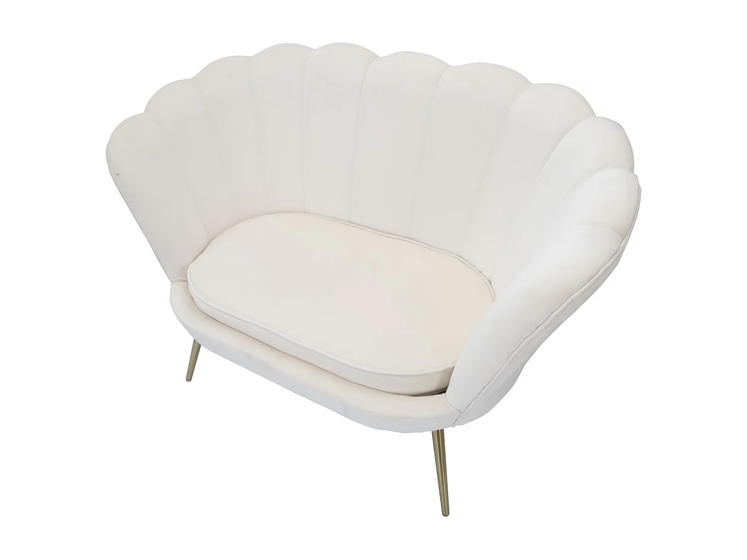 Bloemvormige bank in beige stof, 130x74x84 cm