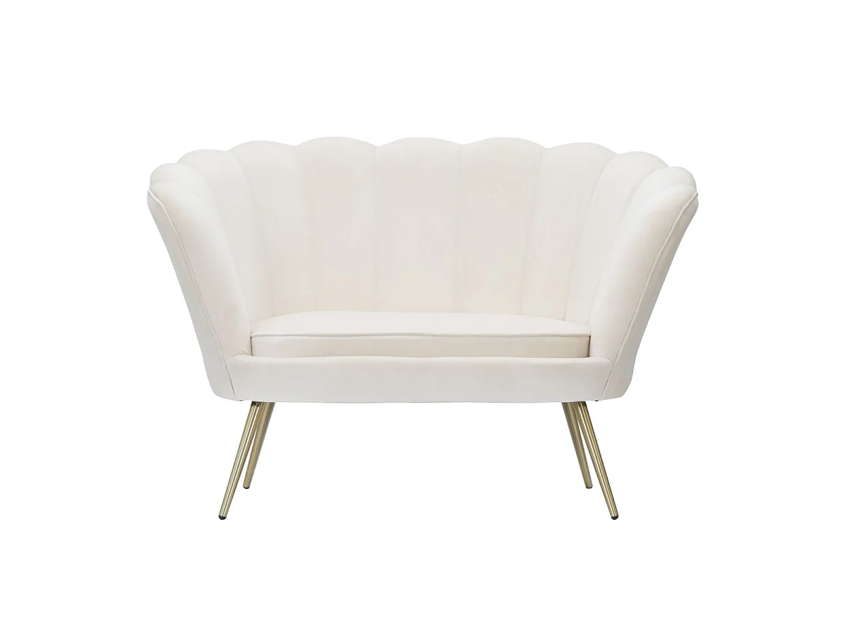 Bloemvormige bank in beige stof, 130x74x84 cm
