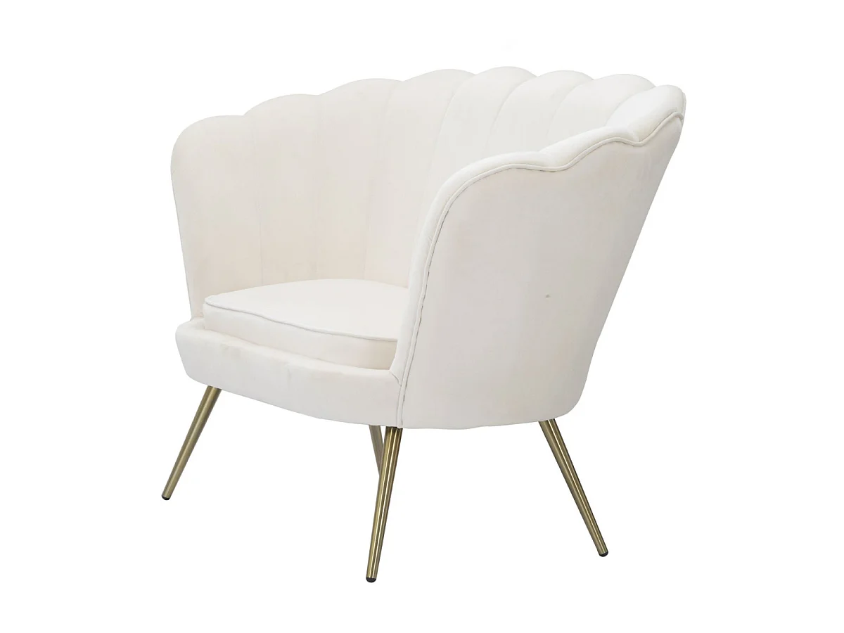 Bloemvormige bank in beige stof, 130x74x84 cm
