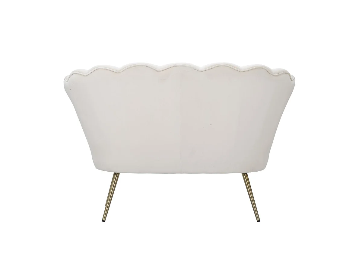 Bloemvormige bank in beige stof, 130x74x84 cm