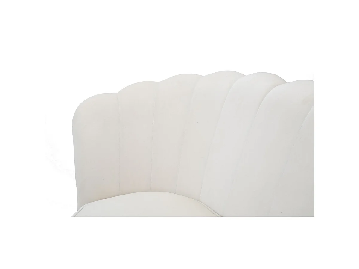 Bloemvormige bank in beige stof, 130x74x84 cm