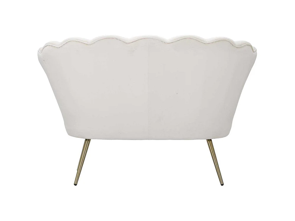 Bloemvormige bank in beige stof, 130x74x84 cm
