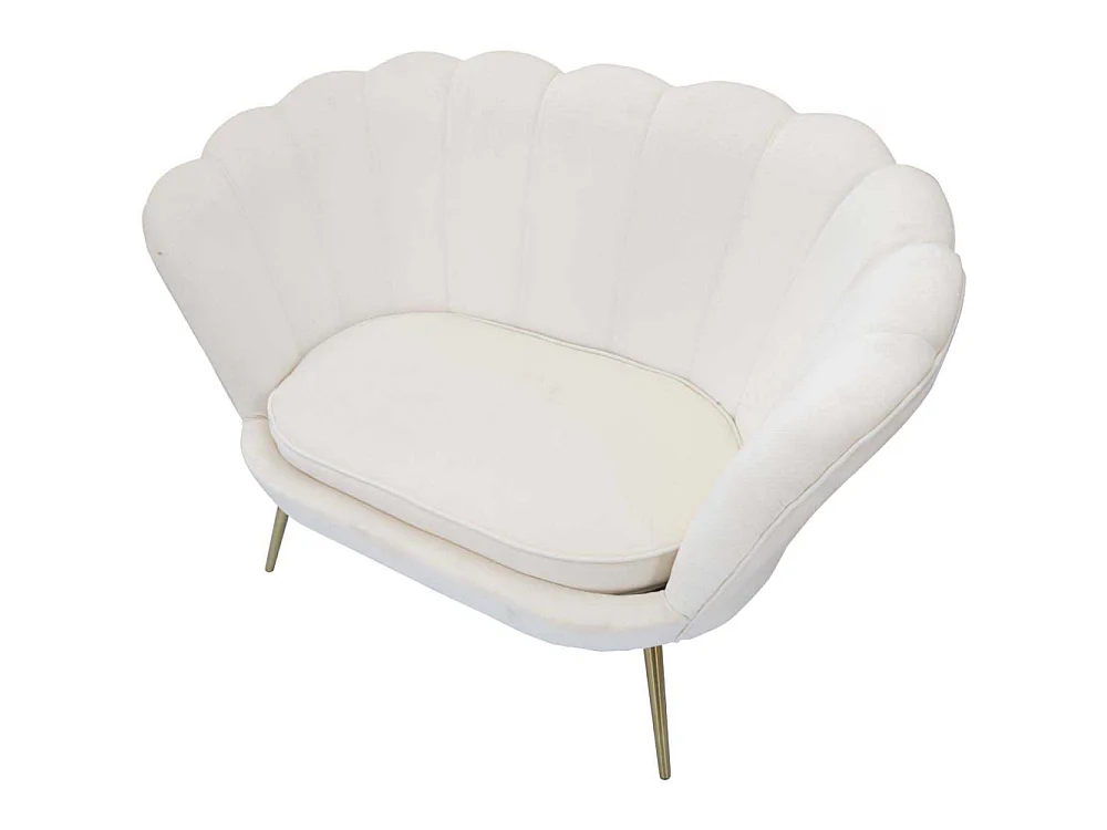 Bloemvormige bank in beige stof, 130x74x84 cm