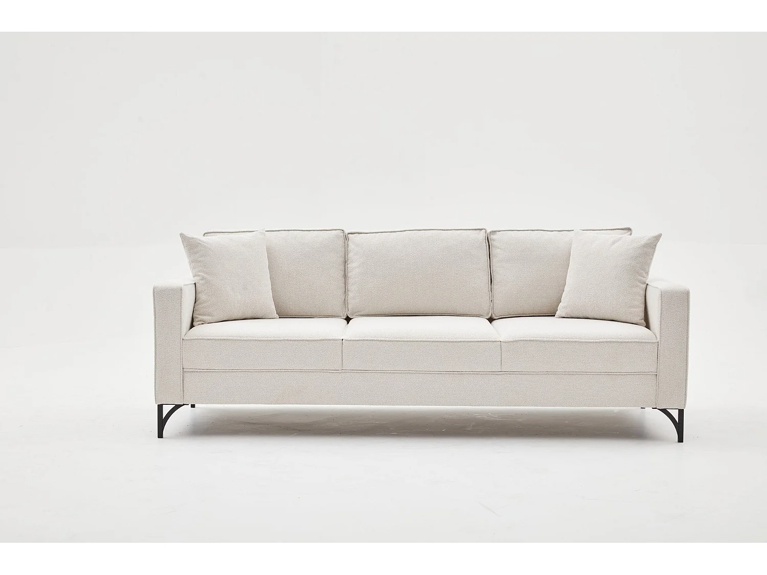 Canapé 3 places Barlino Tissu Blanc crème pieds Noir