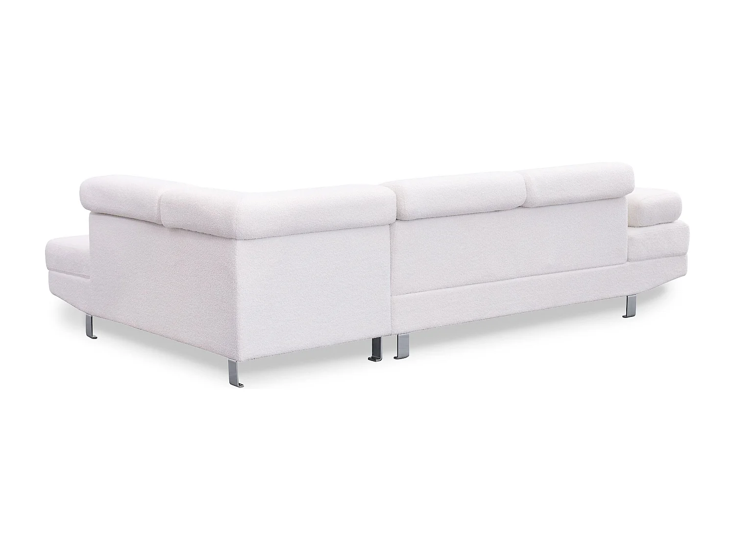 Ecksofa Alfa Bouclé-Creme mit verstellbaren Kopfstützen - Moderne Bequemlichkeit und außergewöhnliche Widerstandsfähigkeit