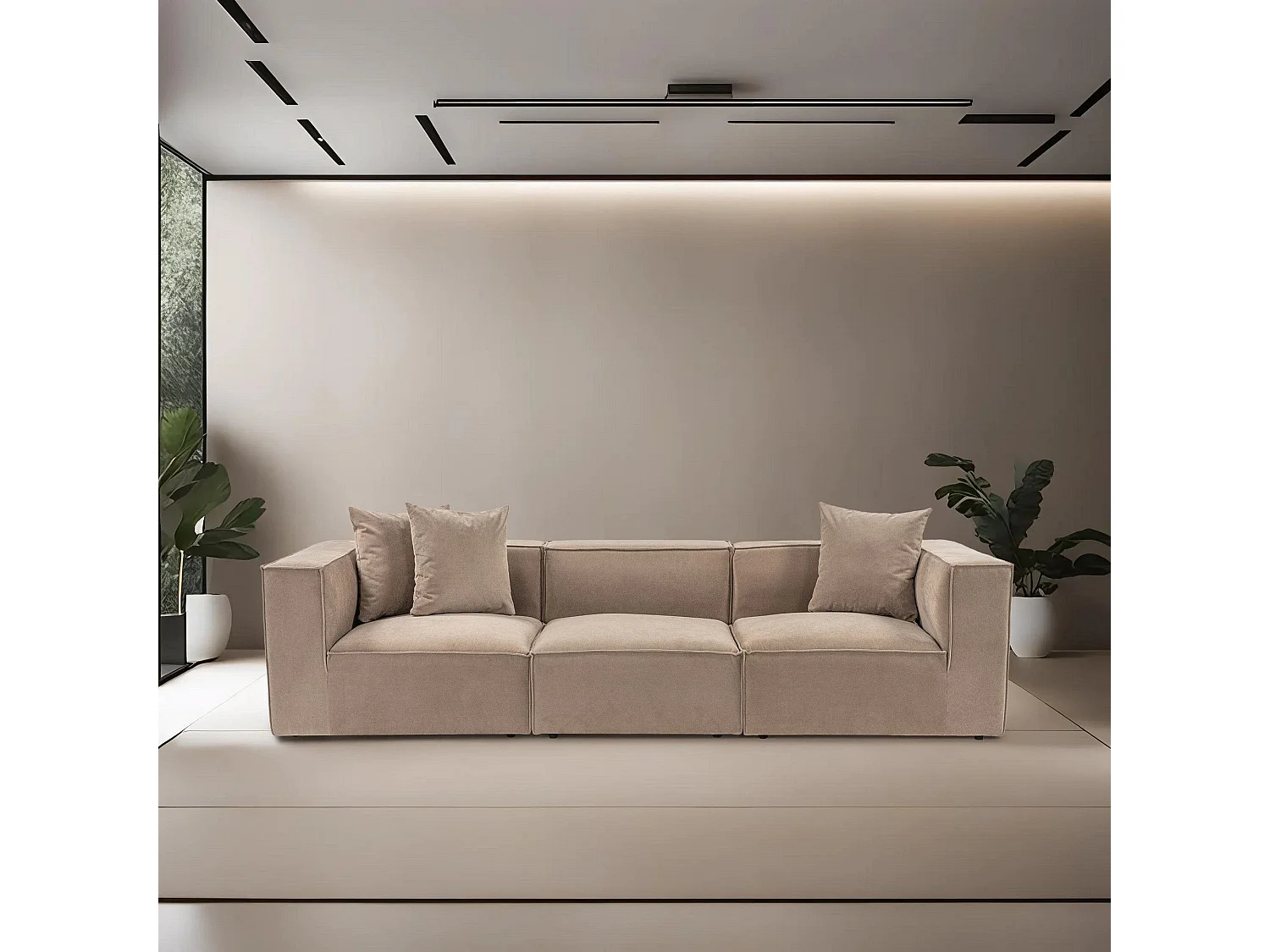 Canapé design 3 places Milasse Lin Capuccino