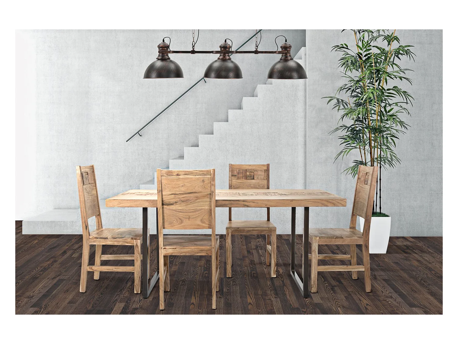 Table à manger Mumbai (175 x 90 x 77 cm) - Longueur totale 175 cm (bois d'acacia Nicolitica)