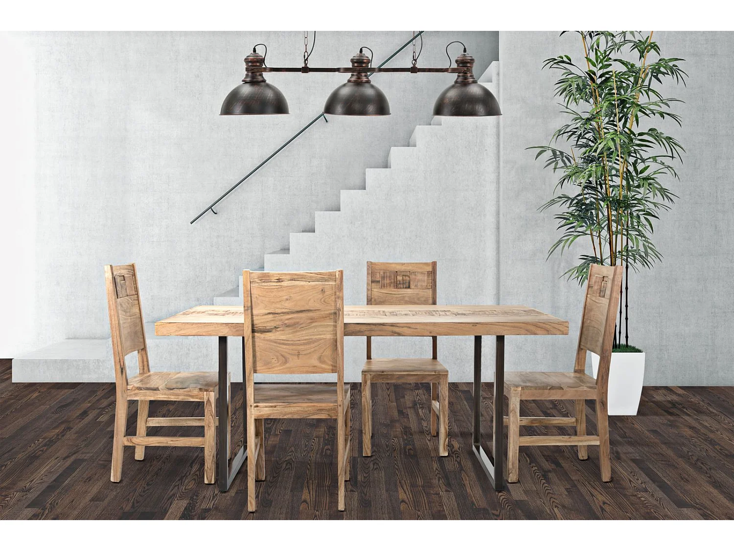 Eettafel Mumbai 175x90x77 cm - Totale lengte 175 (Nicolitica acaciahout)