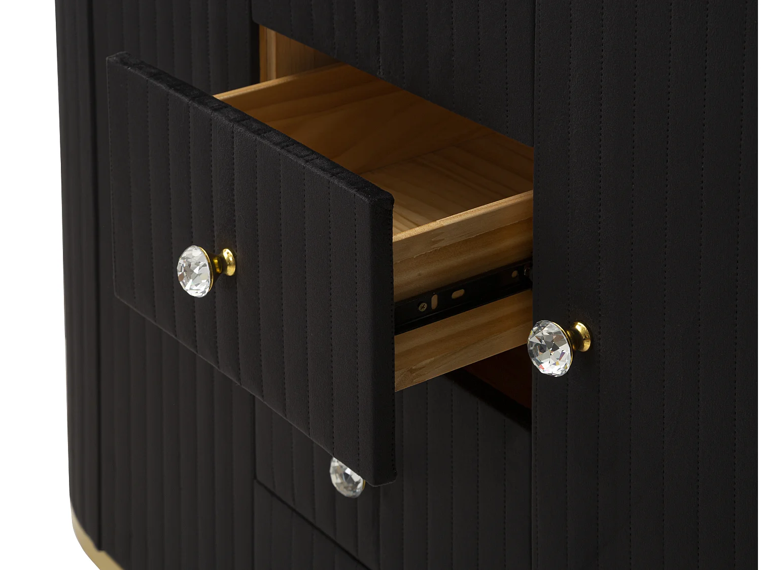 Meuble en tissu métal noir blanc doré bois 120x40x85 cm