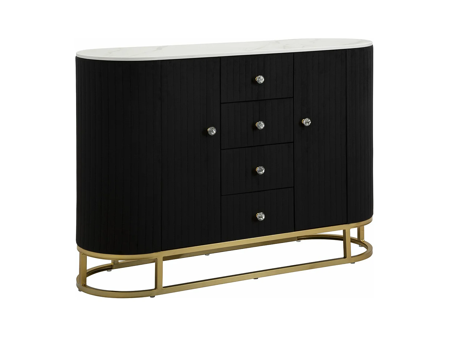 Mobile in metallo tessuto legno dorato nero bianco cm 120x40x85