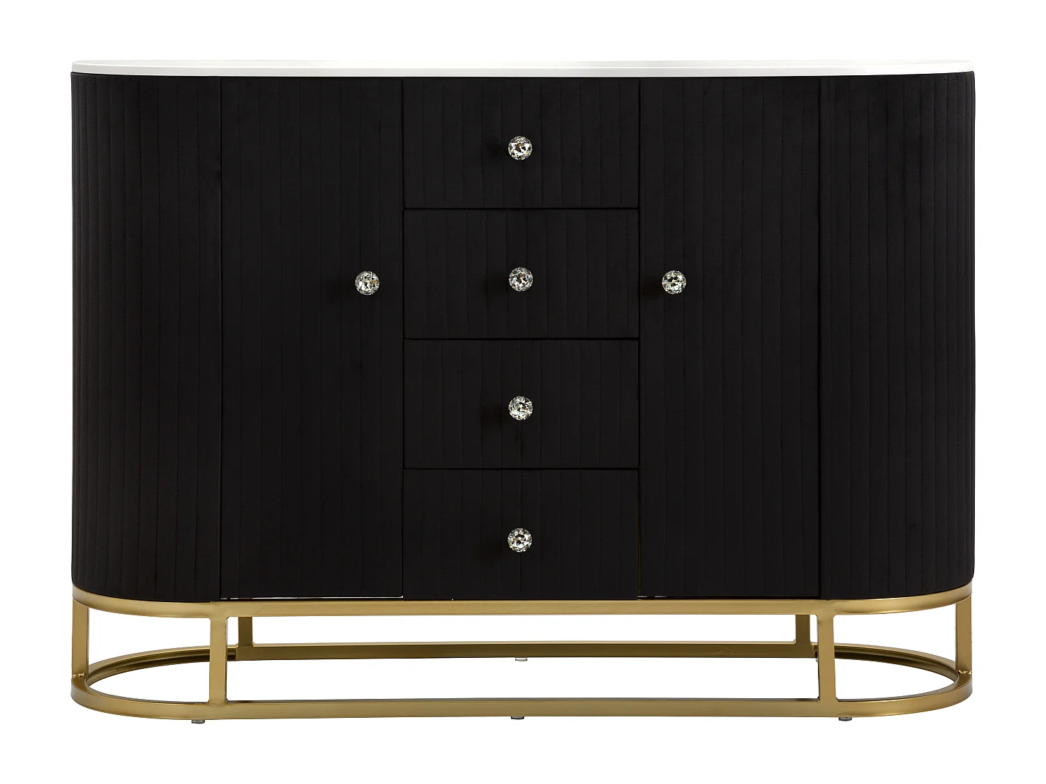 Mobile in metallo tessuto legno dorato nero bianco cm 120x40x85