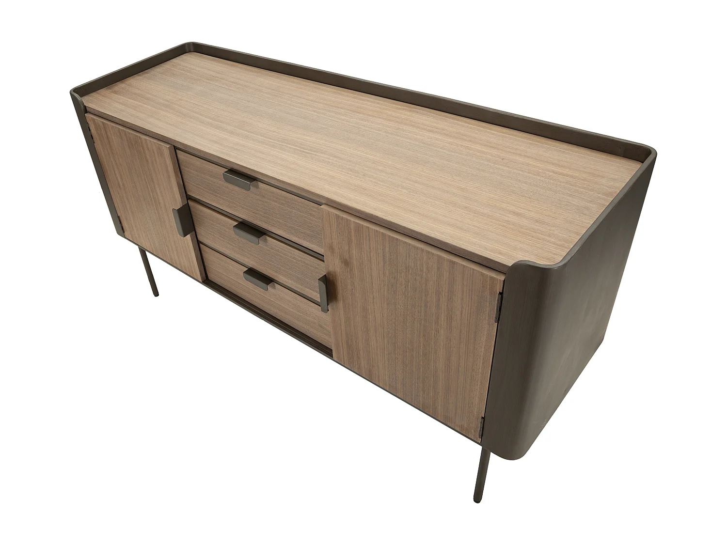 Meuble en métal et bois marron 145x47x76 cm