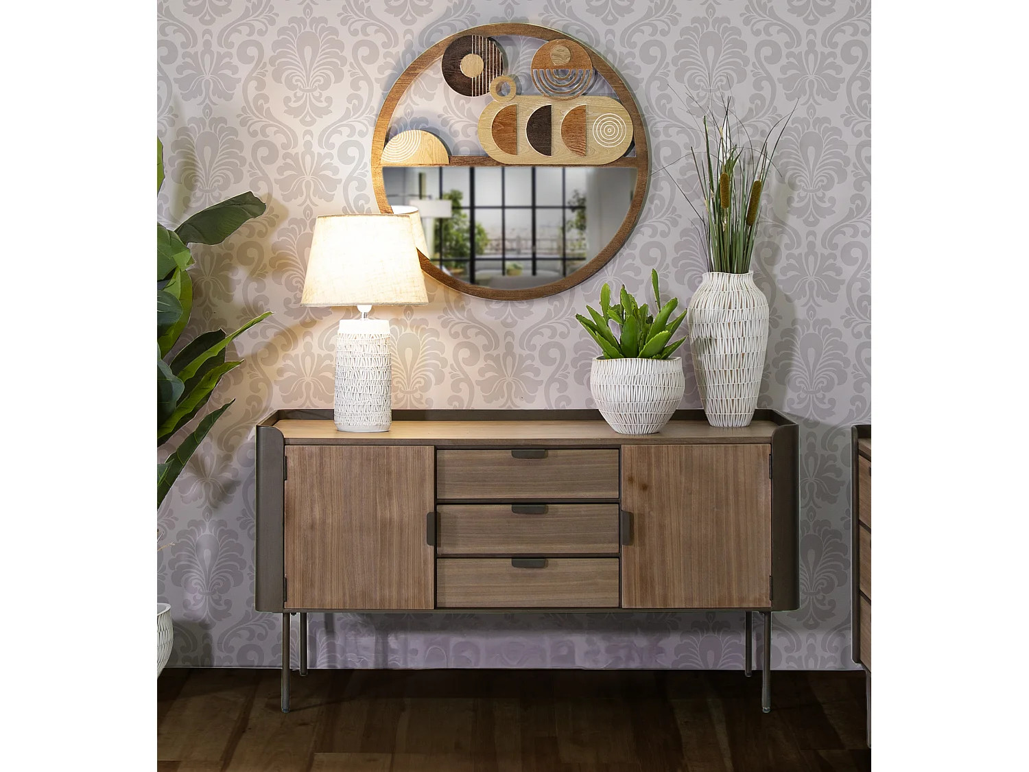 Mobile in metallo e legno marrone cm 145x47x76