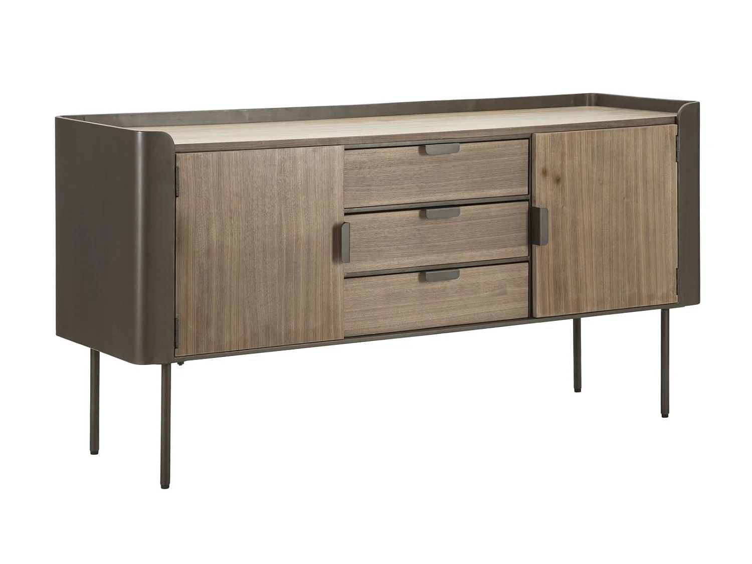 Kommode aus Metall und Holz braun 145x47x76 cm