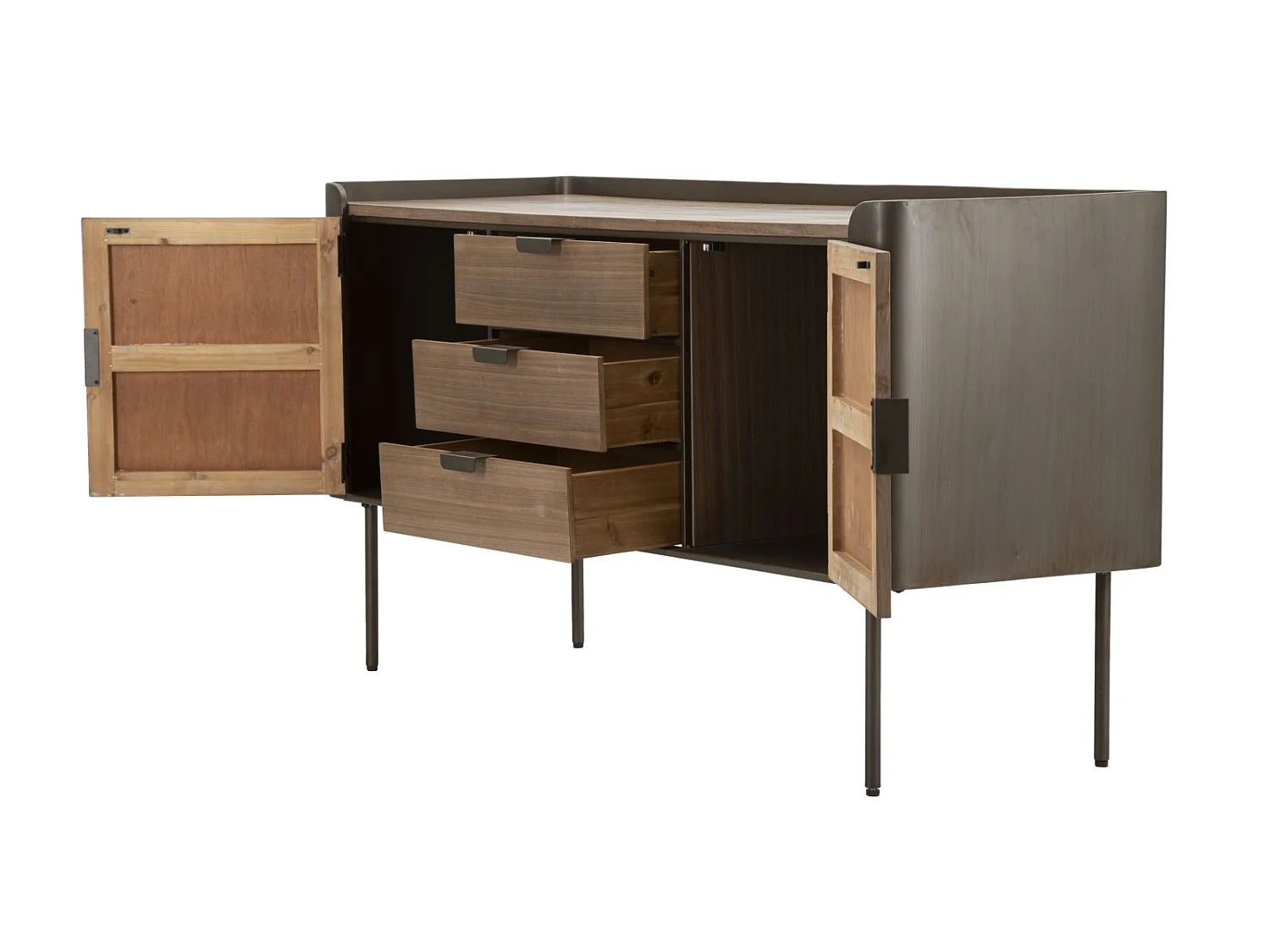 Kommode aus Metall und Holz braun 145x47x76 cm