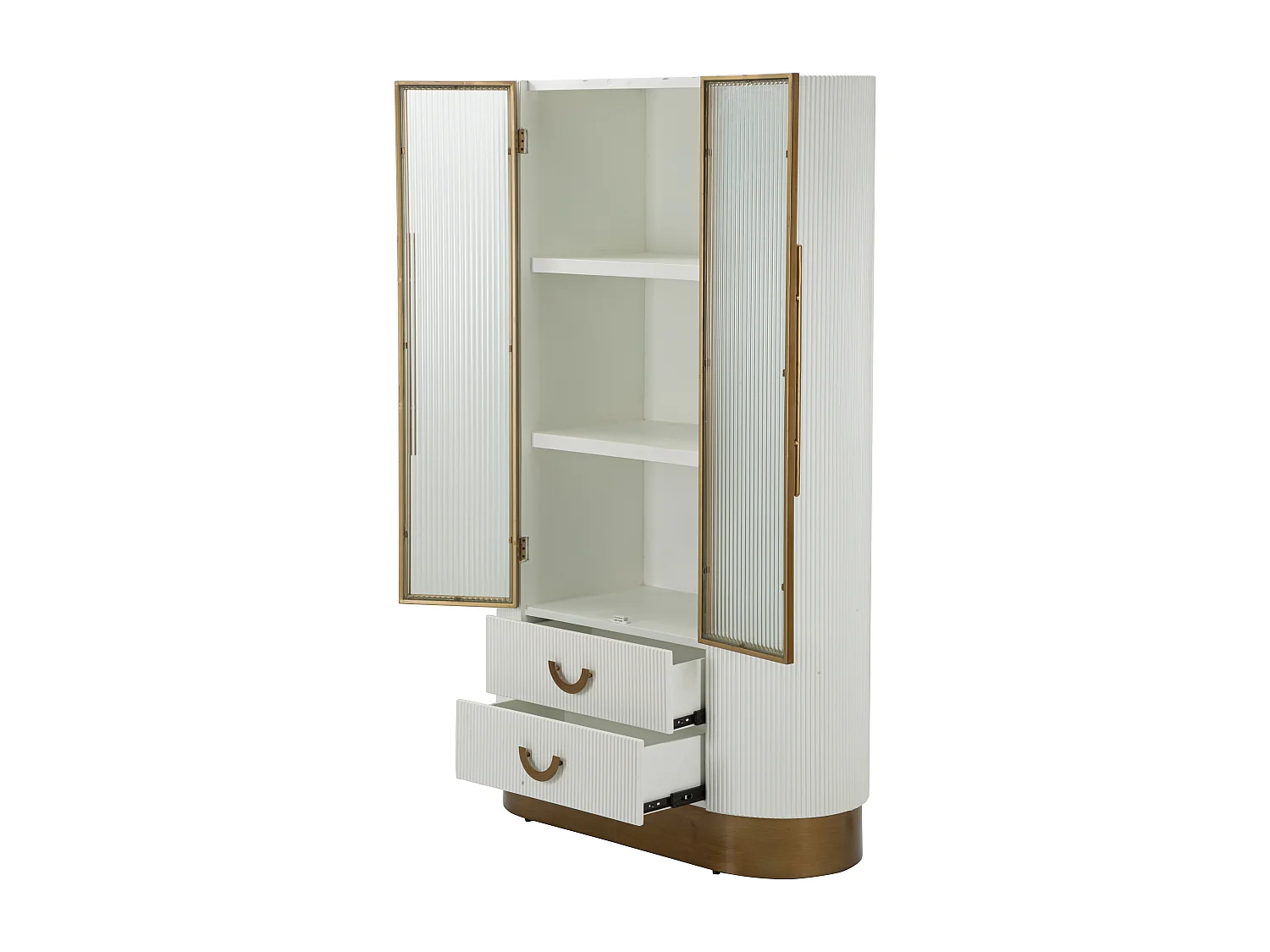 Vitrine en bois blanc et marron 85x40x160 cm