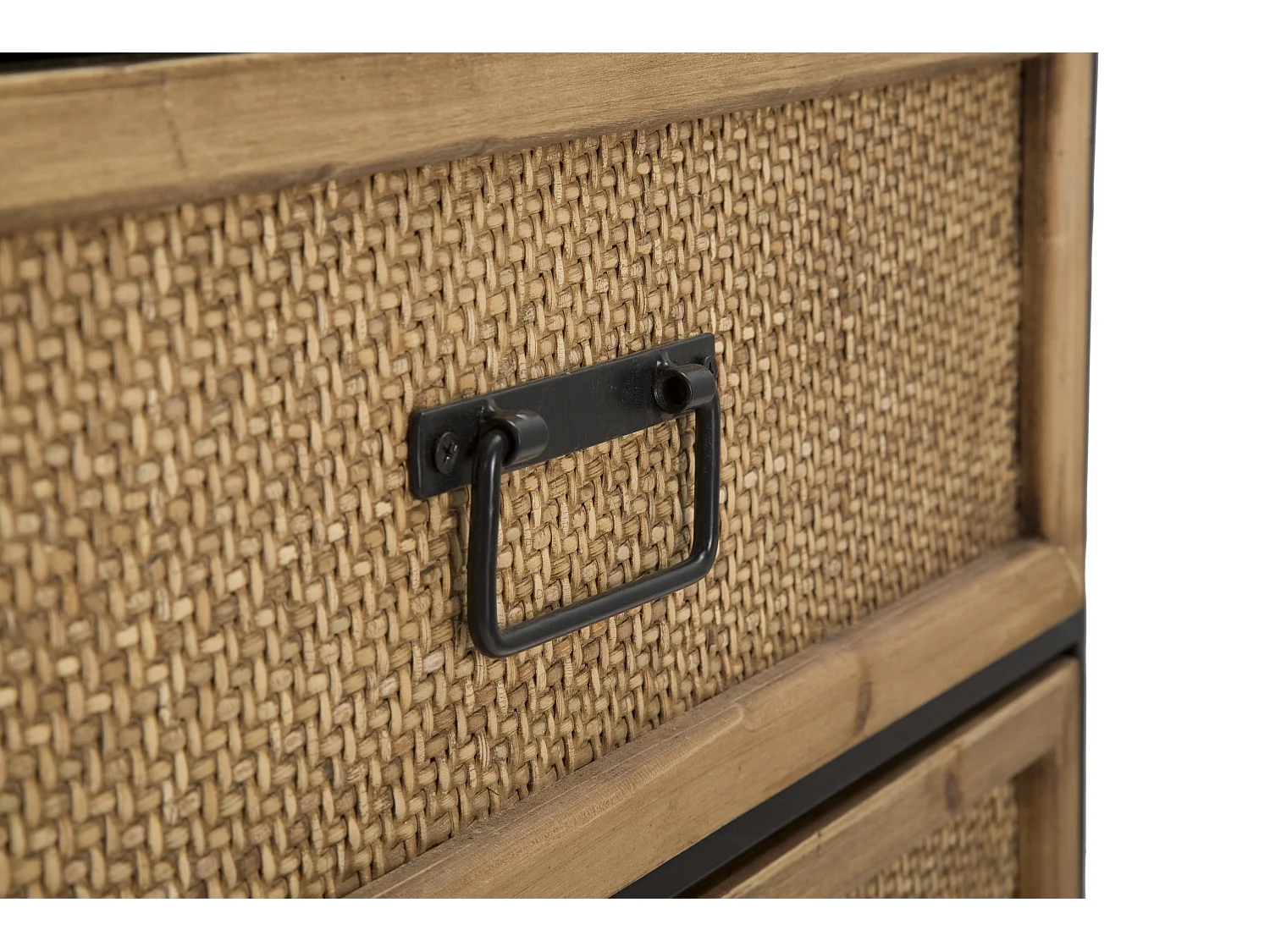 Comò con 6 cassetti in legno e metallo marrone e nero cm 120x40x80