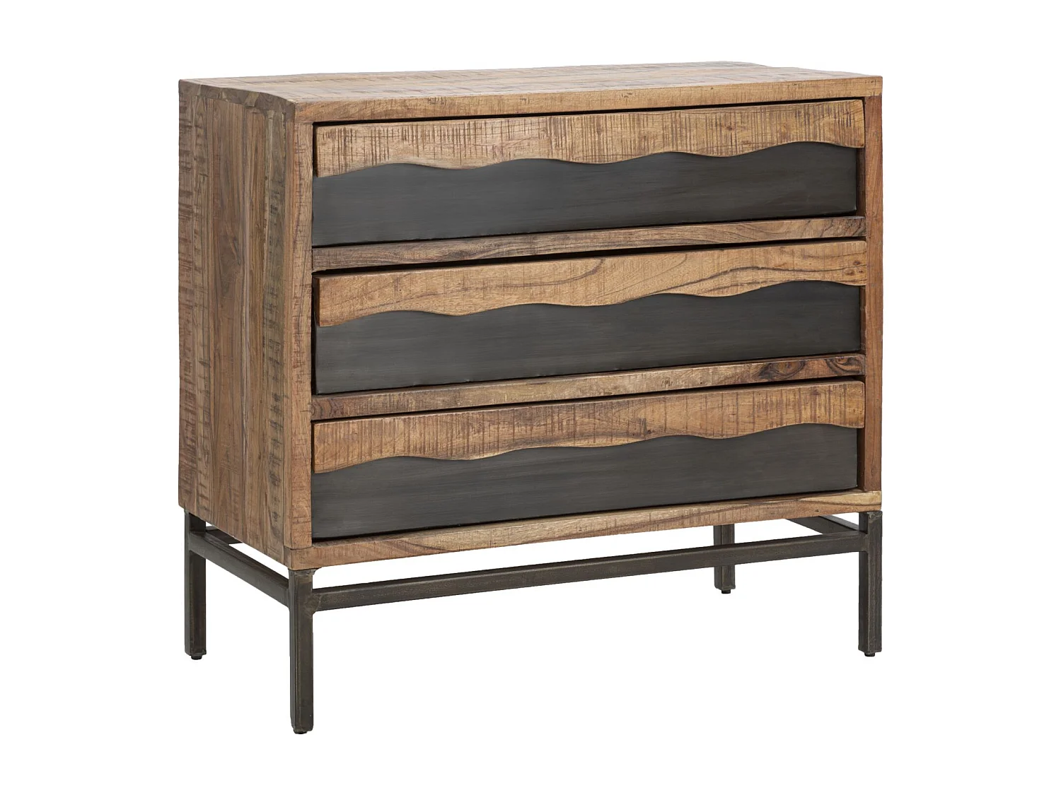 Comò in legno marrone con 3 cassetti cm 88x45x80