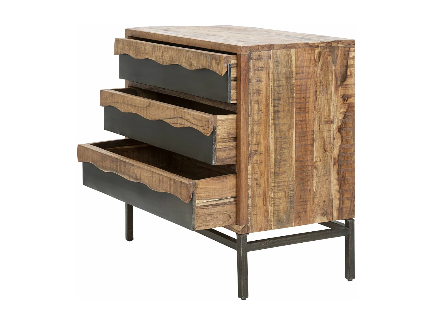 Comò in legno marrone con 3 cassetti cm 88x45x80