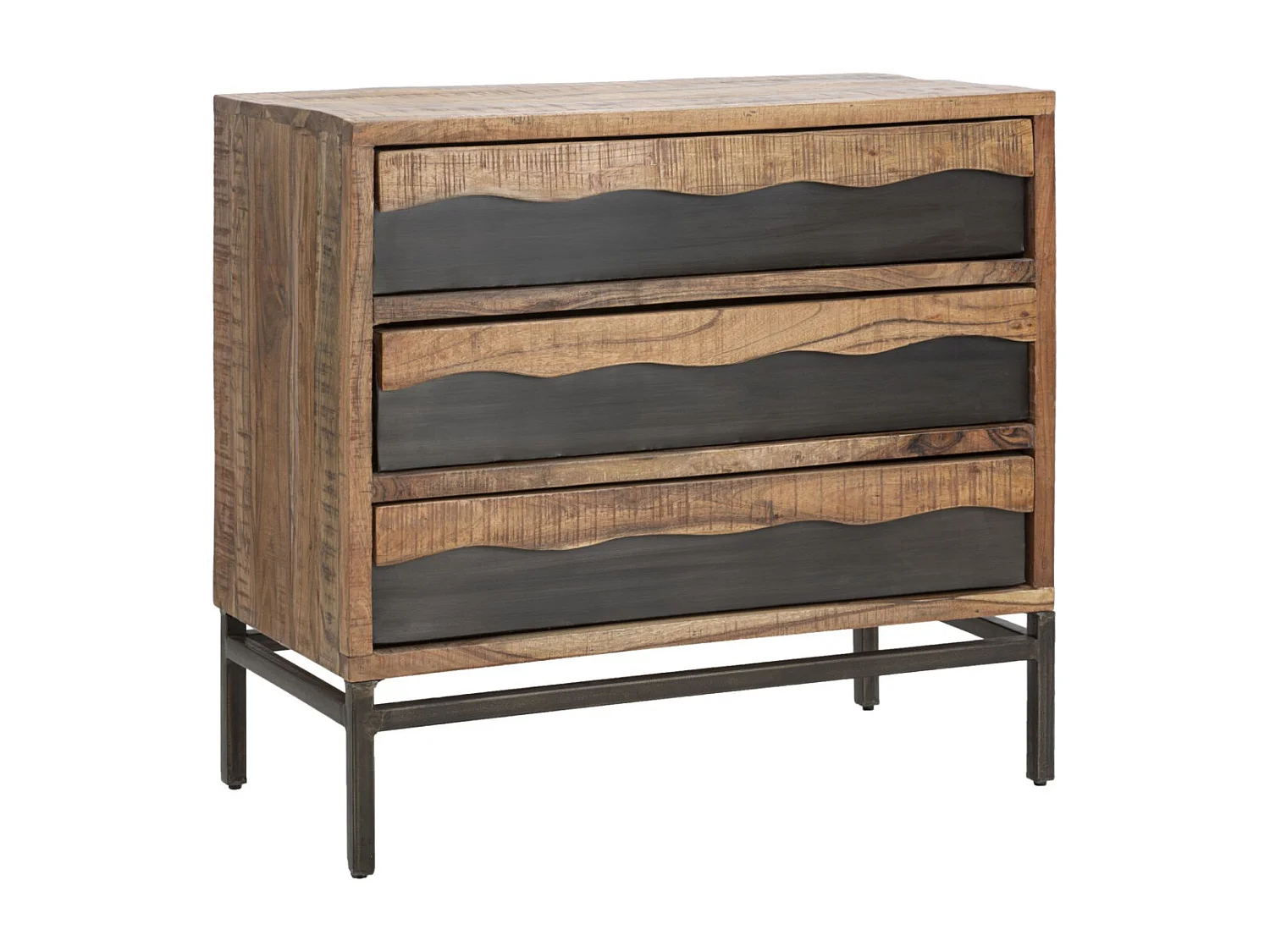 Commode 3 Tiroirs en Bois "Yellowstone" 88cm Marron