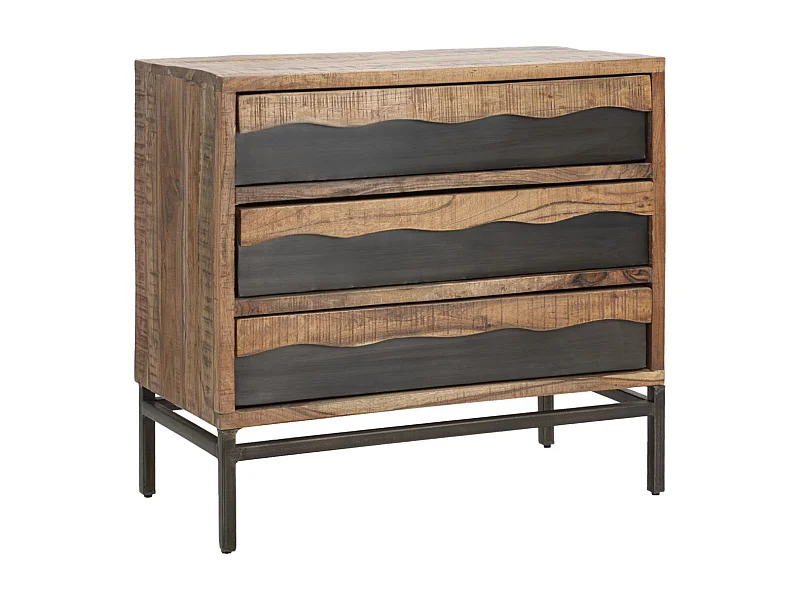 Commode 3 Tiroirs en Bois "Yellowstone" 88cm Marron