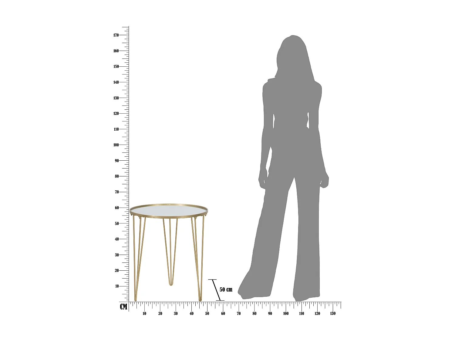 Tavolo da caffè rotondo in metallo dorato Ø cm 50x58,5
