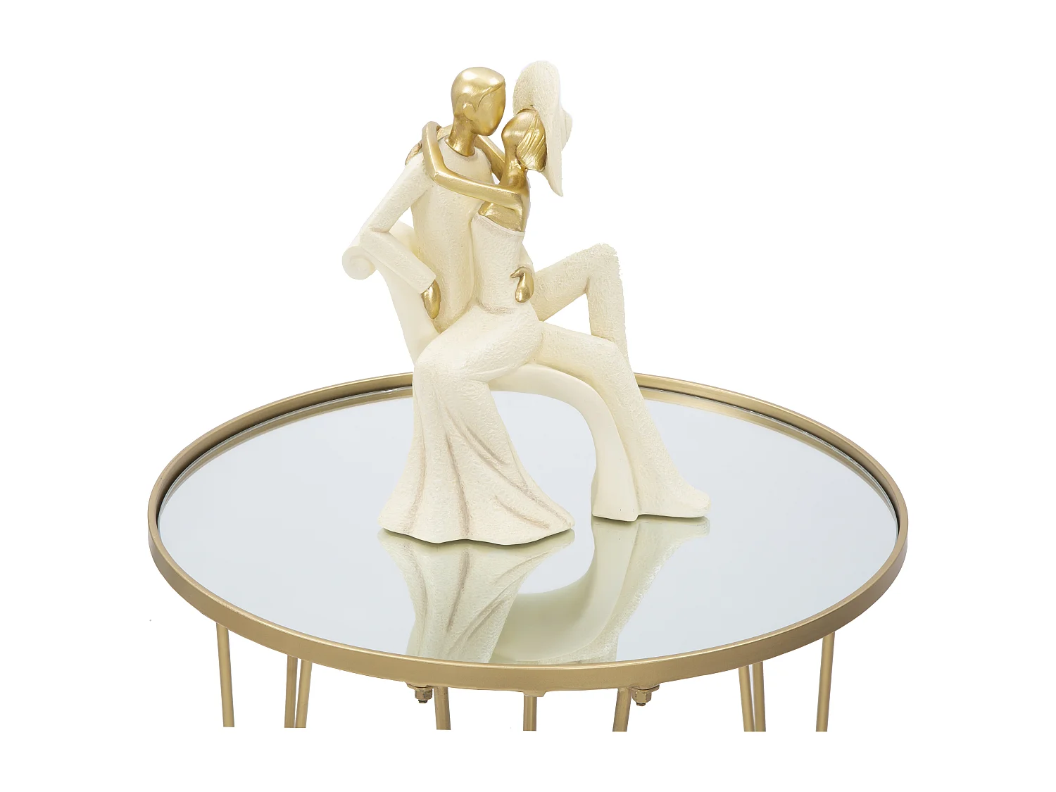 Tavolo da caffè rotondo in metallo dorato Ø cm 50x58,5