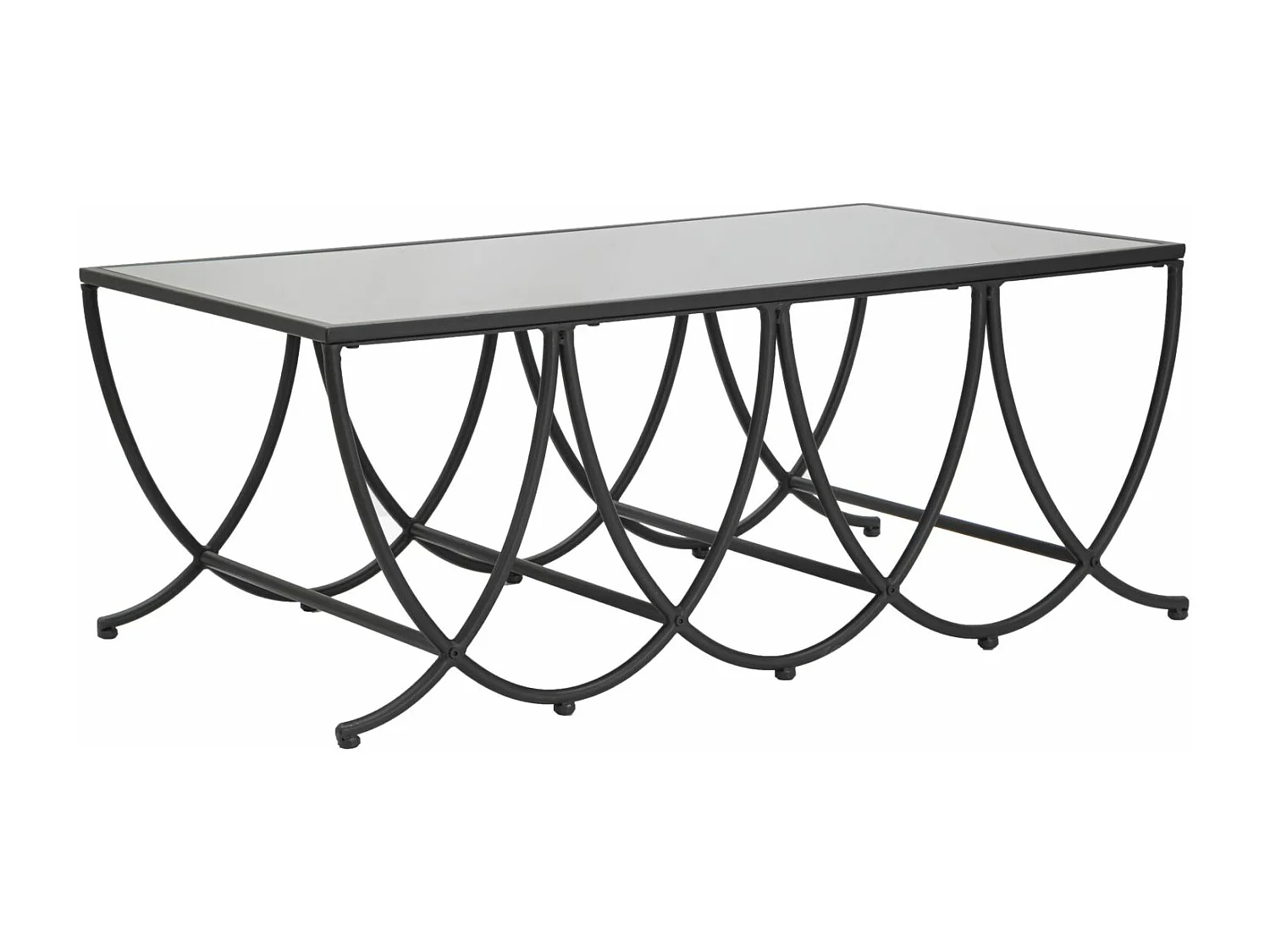 Table basse en métal noir et plateau en verre noir 100x60x40 cm