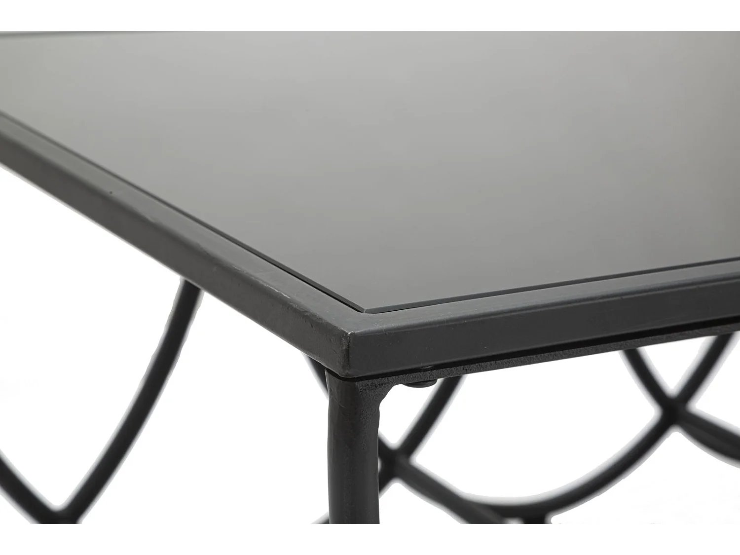 Table basse en métal noir et plateau en verre noir 100x60x40 cm