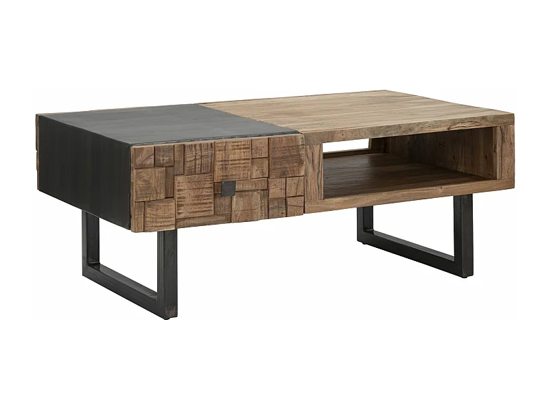 Tavolo da caffè in legno marrone con cassetti cm 110x60x43