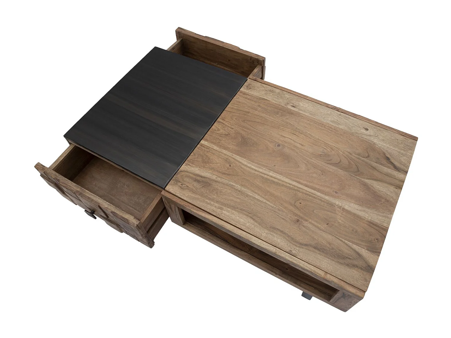 Tavolo da caffè in legno marrone con cassetti cm 110x60x43