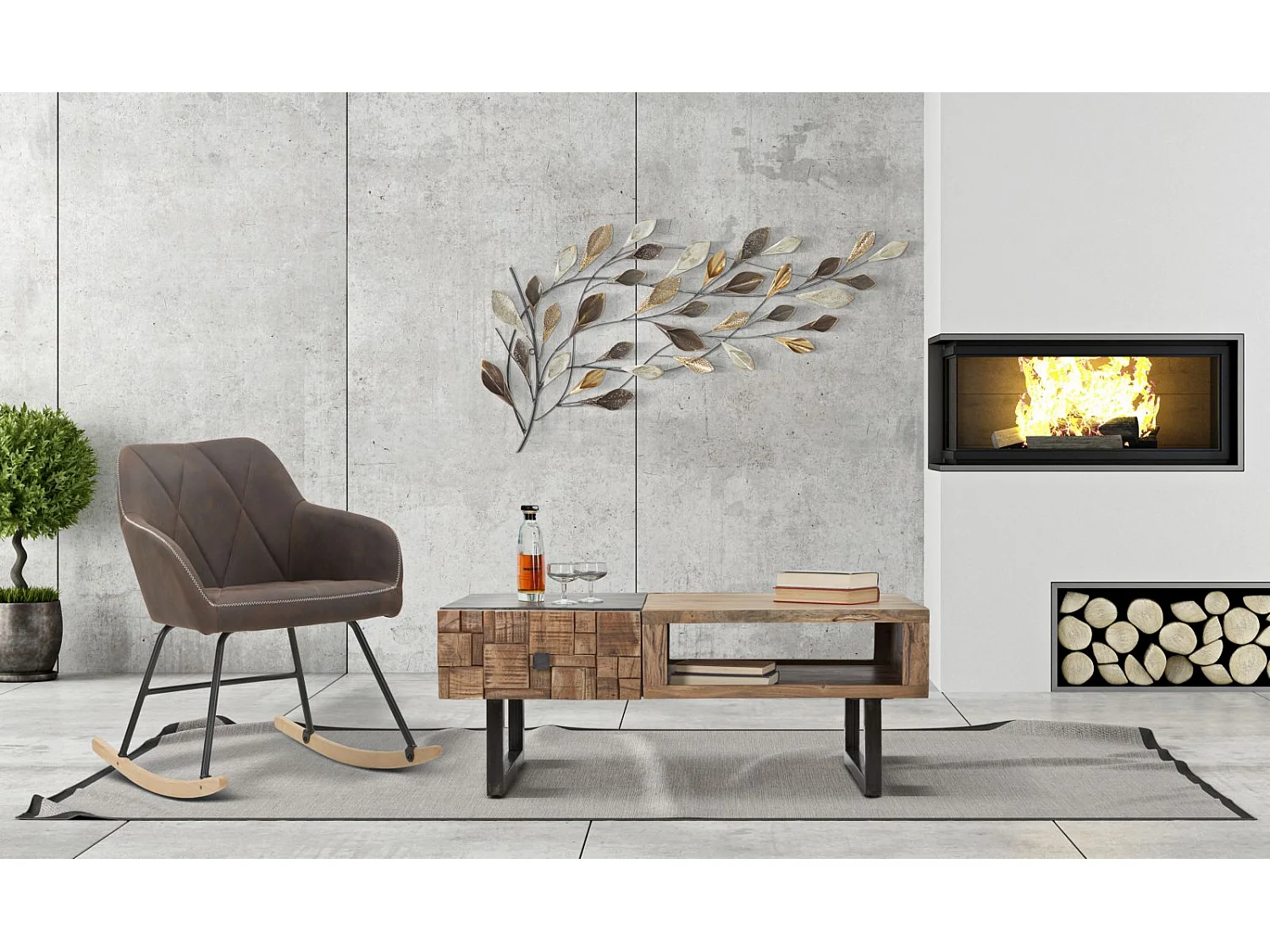 Tavolo da caffè in legno marrone con cassetti cm 110x60x43