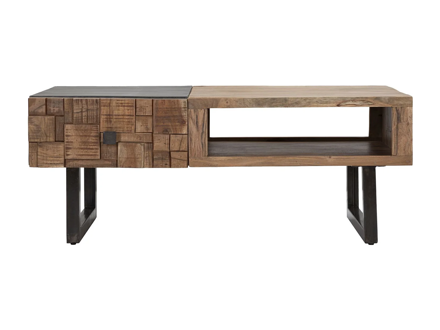 Table basse en bois marron avec tiroirs 110x60x43 cm