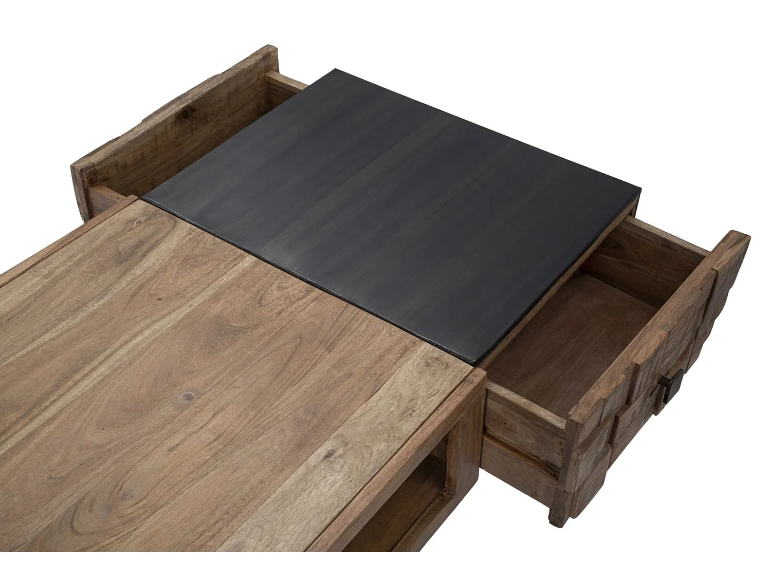 Table basse en bois marron avec tiroirs 110x60x43 cm