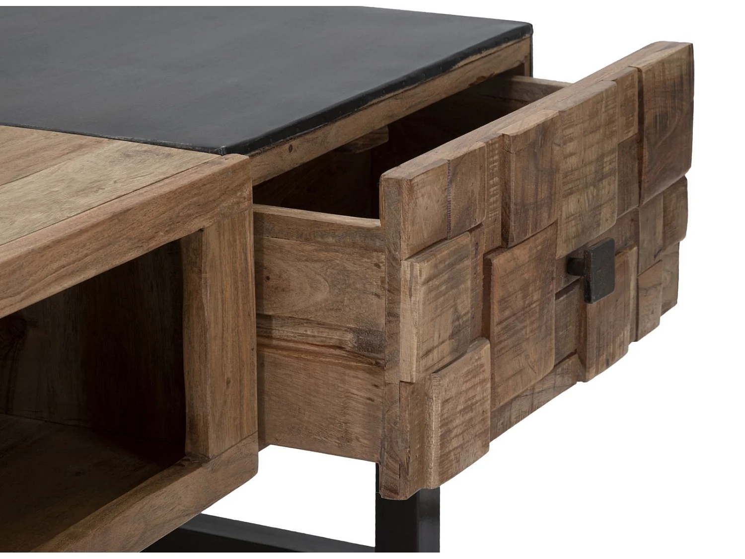 Table basse en bois marron avec tiroirs 110x60x43 cm