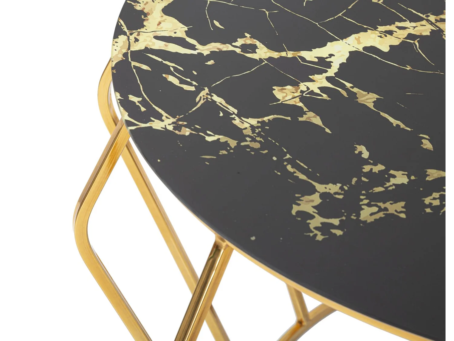 Tavolo da caffè in metallo dorato con piano rotondo Ø cm 78x44,5