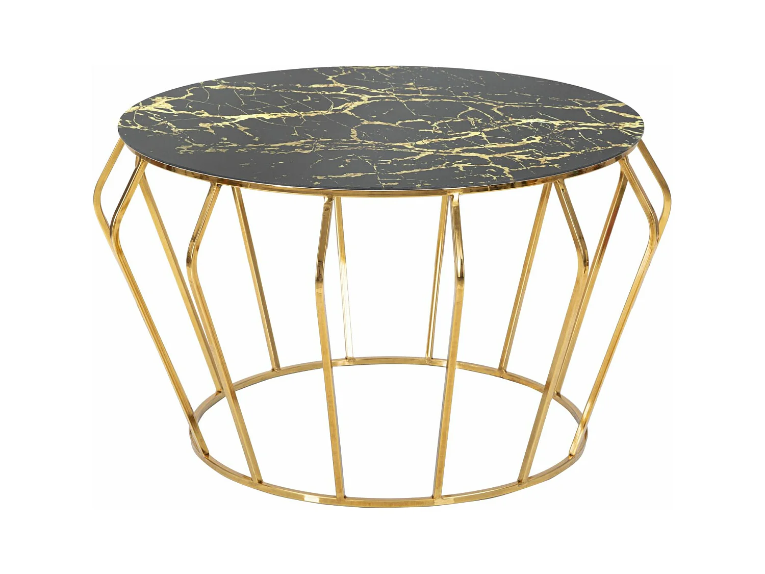 Table basse en métal doré à plateau rond Ø 78x44,5 cm