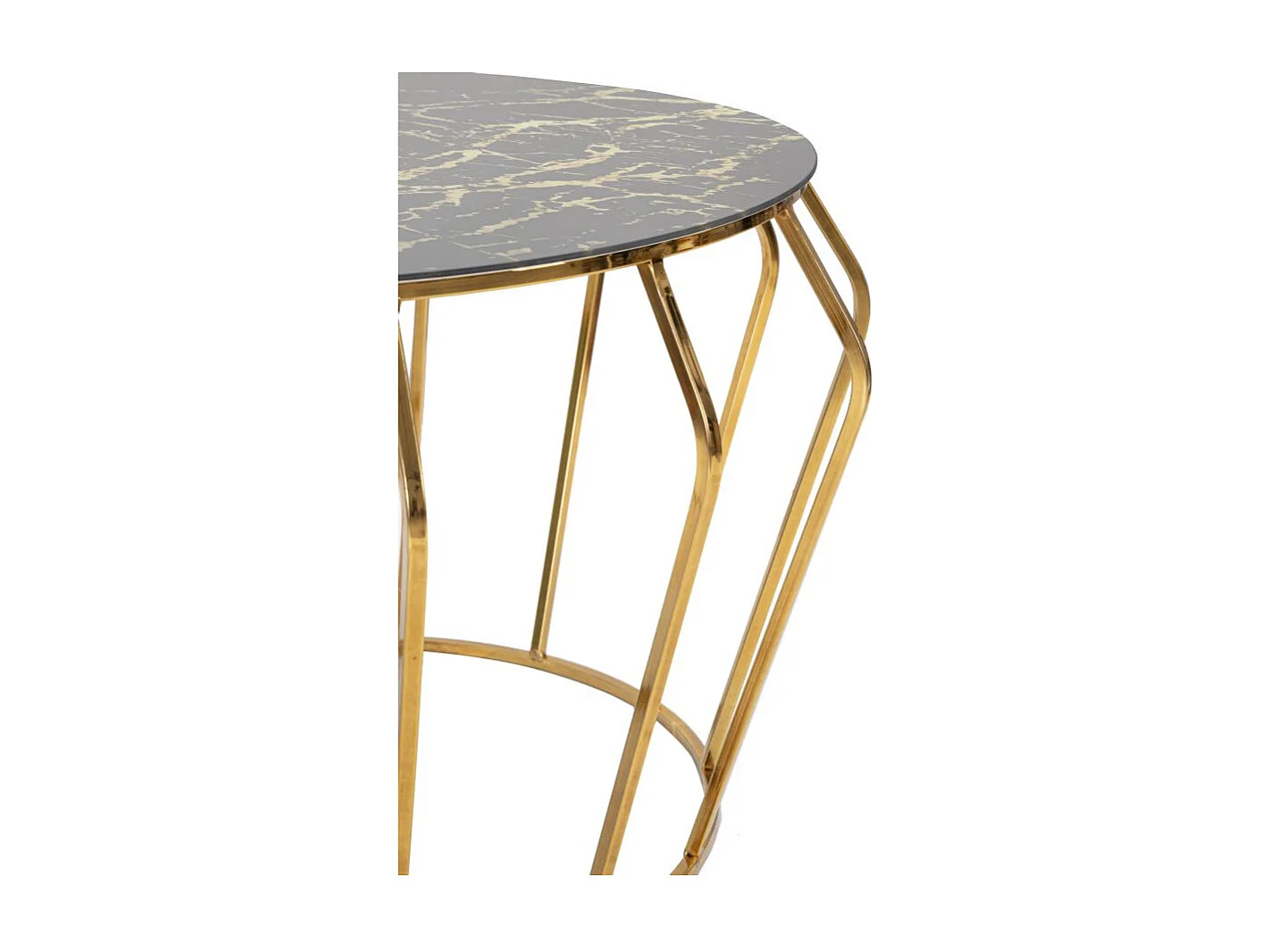 Table Basse Effet Marbre "History" 78cm Noir & Or