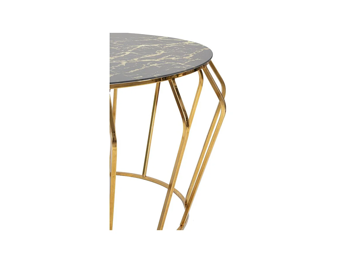 Table Basse Effet Marbre "History" 78cm Noir & Or