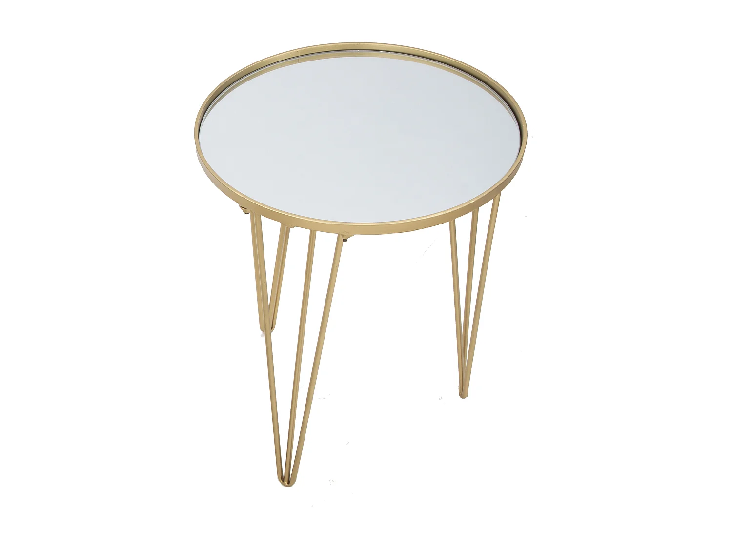 Tavolo da caffè rotondo in metallo dorato Ø cm 40X49